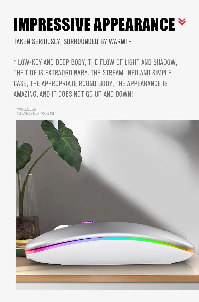 Rechargeable Bluetooth Wireless RGB Mouse 1600DPI - SteadyBuy