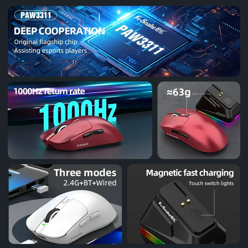 K-Sanke X11 Wireless Gaming Mouse with Magnetic Charging - SteadyBuy