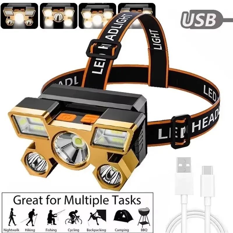 Rechargeable LED Headlamp for Camping & Night Fishing - SteadyBuy