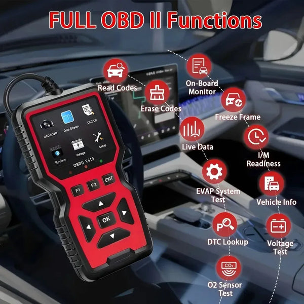 V519 OBD2 Scanner with Live Data & Battery Test