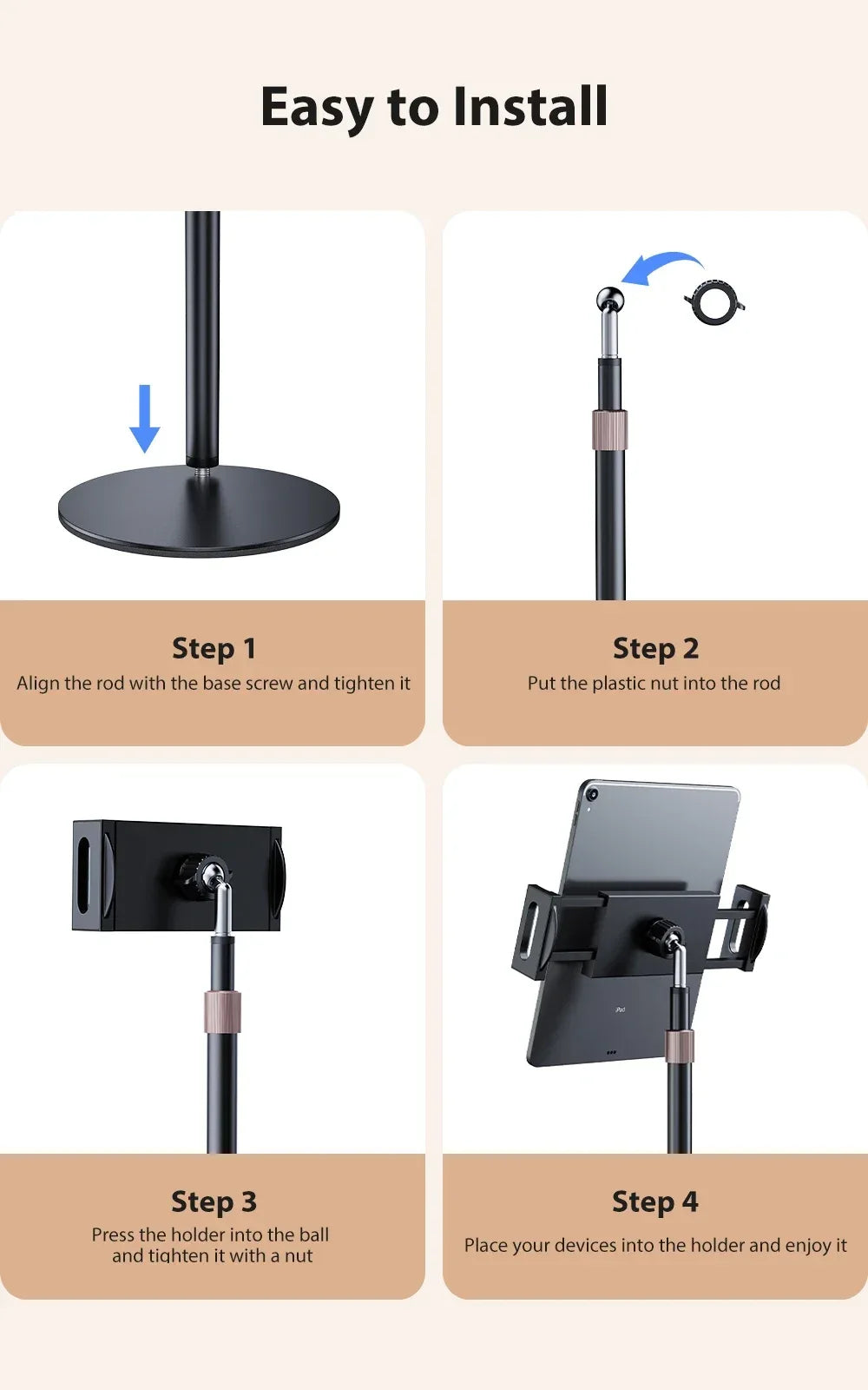 Adjustable Monitor & Tablet Desk Stand with VESA Mount - SteadyBuy