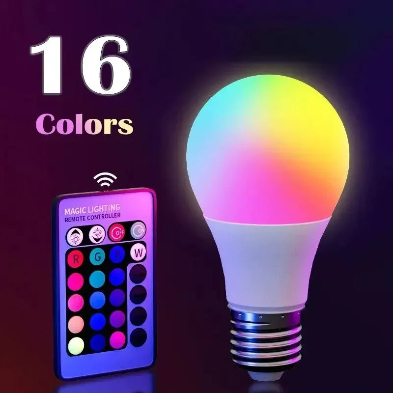 RGB E27 Smart Colour-Changing LED Bulb with Remote - SteadyBuy