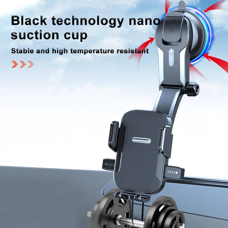 Car Dashboard Phone Mount with Rearview Mirror View