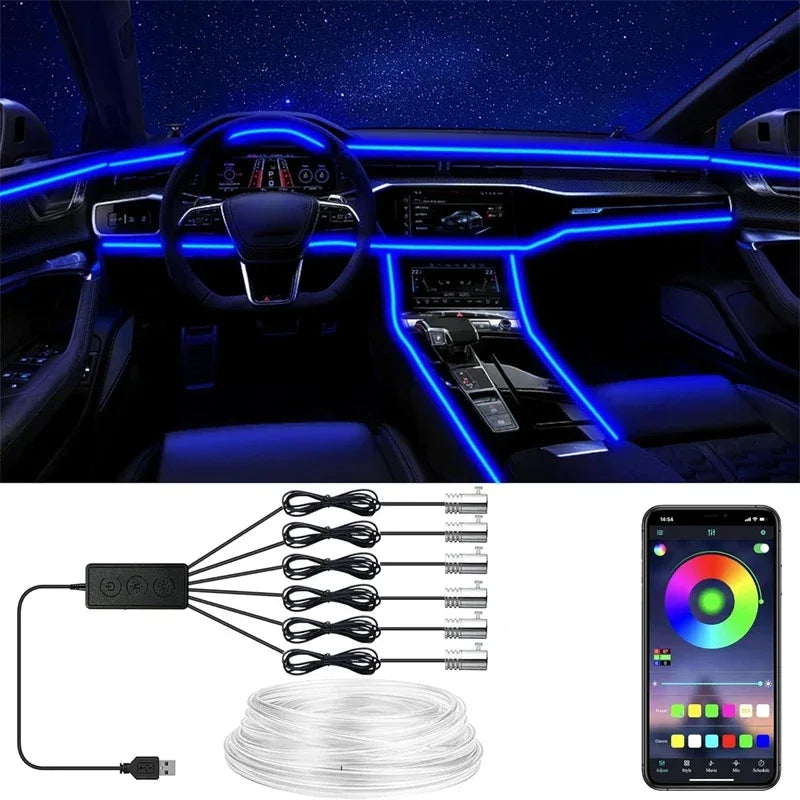 RGB EL Interior Car Ambient Neon Light Strip - SteadyBuy