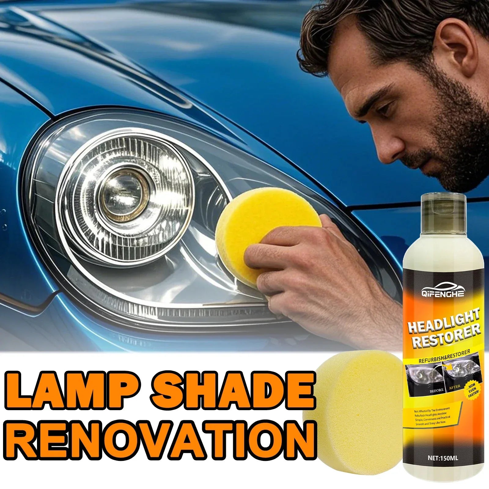 Car Headlight Restoration Cream 150ml Kit - SteadyBuy