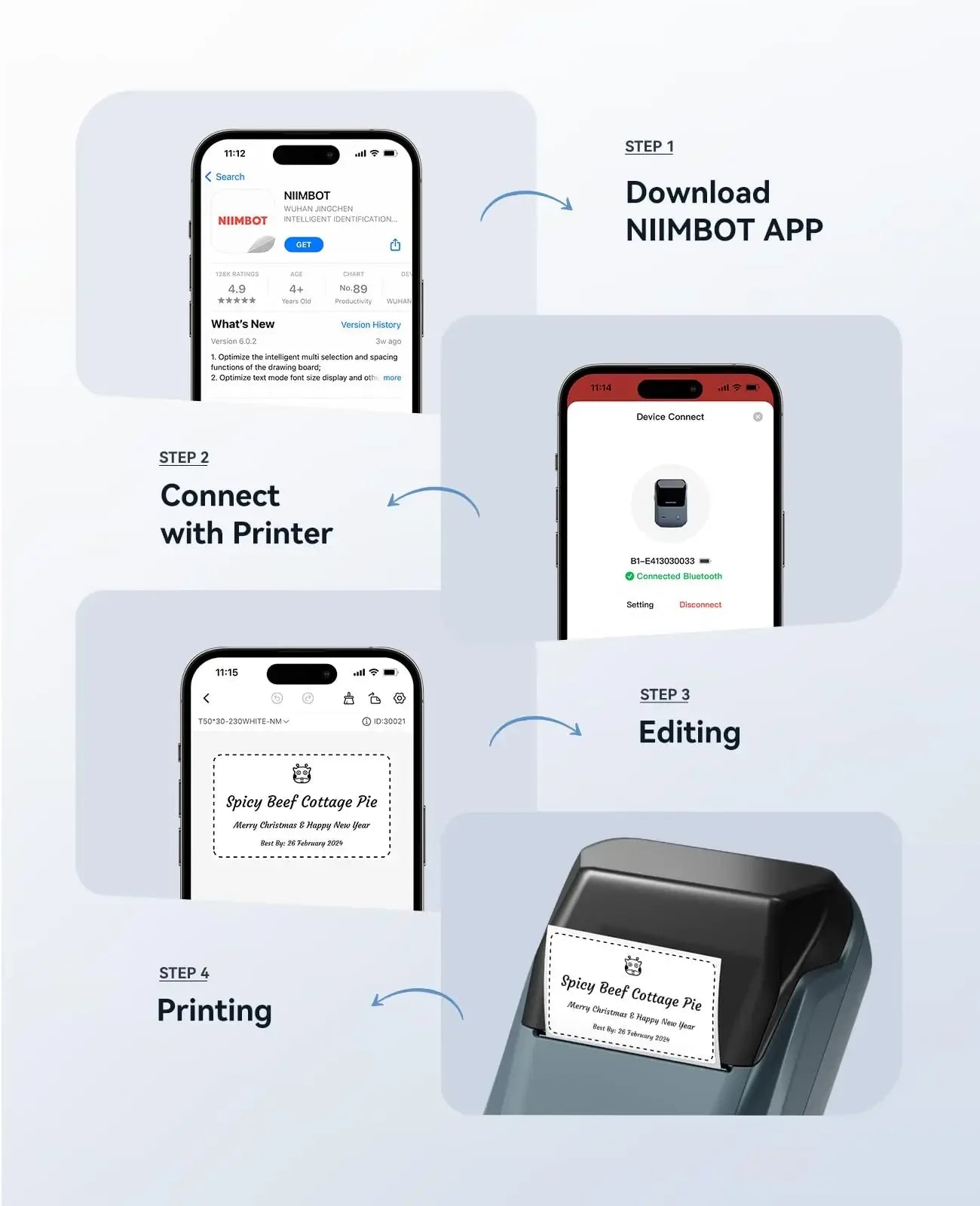 Niimbot B1 Bluetooth Thermal Label Printer (2") - SteadyBuy