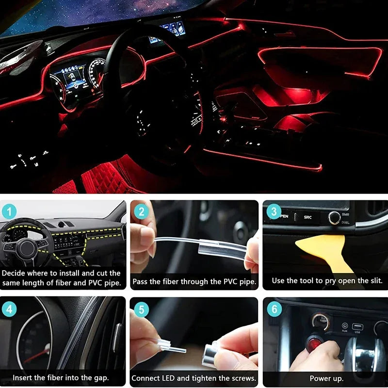 RGB EL Interior Car Ambient Neon Light Strip - SteadyBuy