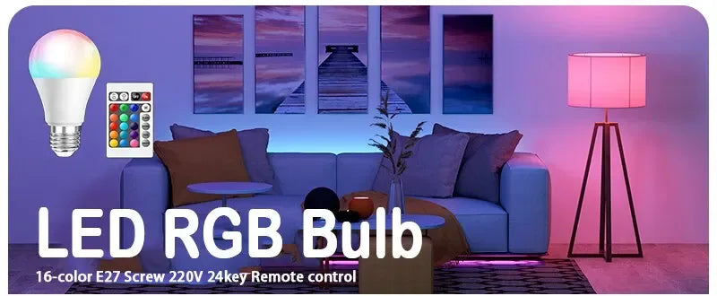 RGB E27 Smart Colour-Changing LED Bulb with Remote - SteadyBuy