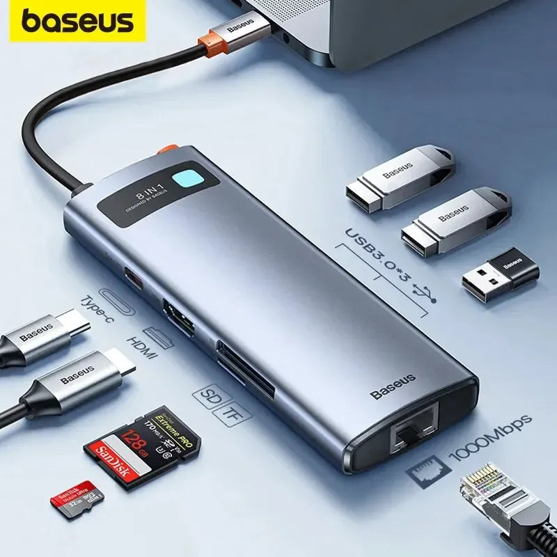 Baseus 8-in-1 USB-C 4K Hub with 100W PD - SteadyBuy