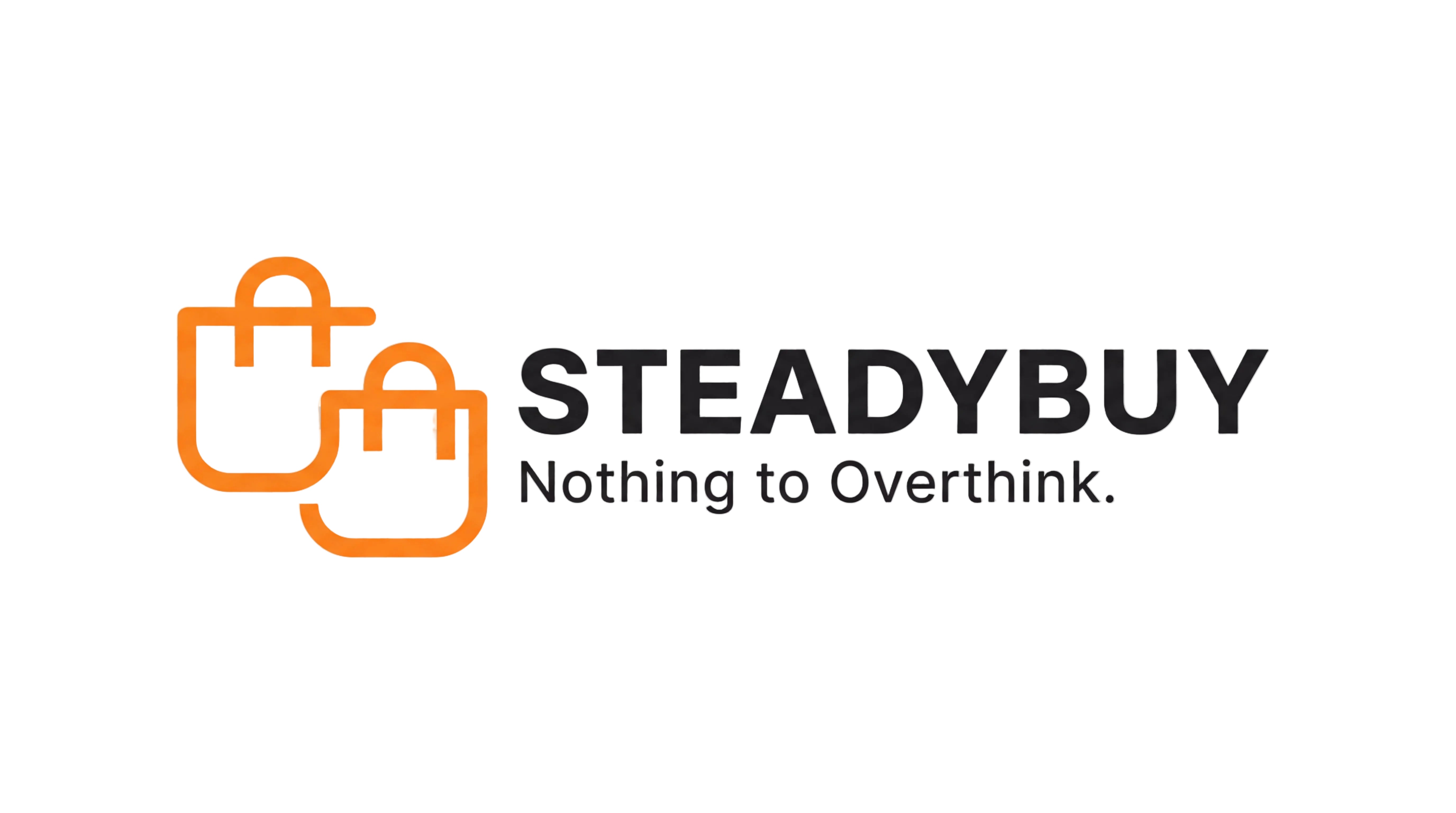 SteadyBuy logo with shopping bags on a transparent background