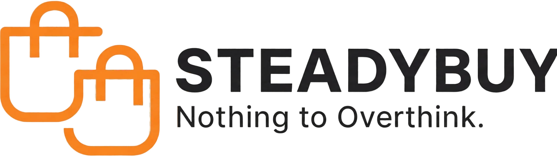 SteadyBuy logo with shopping bags on a transparent background